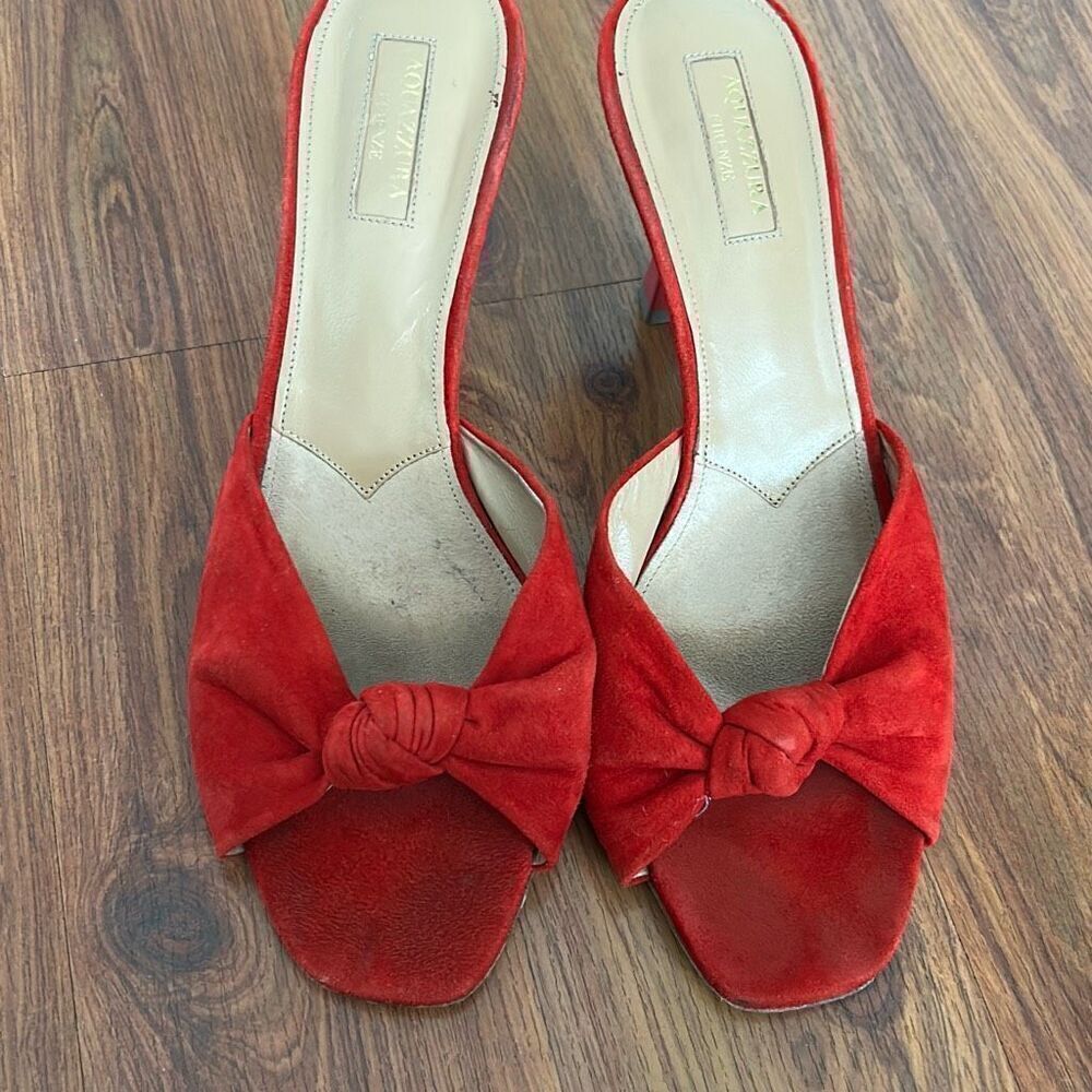Aquazzura Firenze red suede heels size 9.5